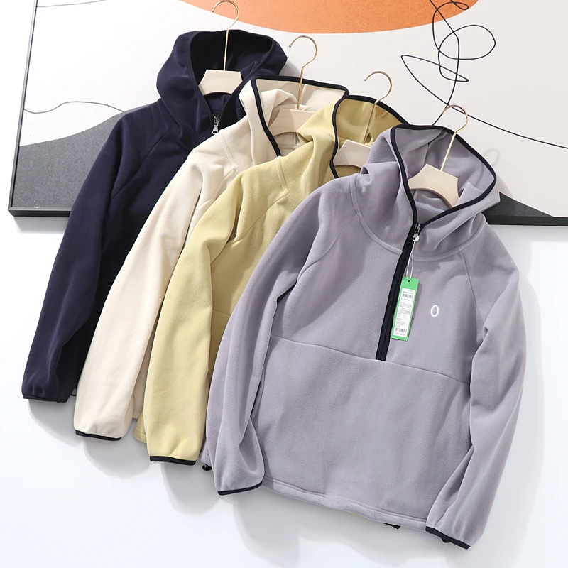 山系减龄24秋冬超柔奥粒绒半拉链宽松显瘦保暖连帽卫衣外套女