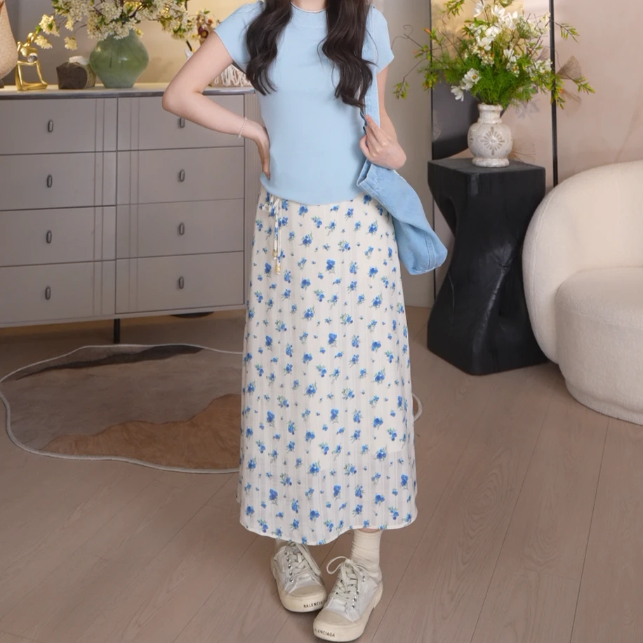 【福利清仓NO退NO换】渐变丁达尔风高腰夏季显瘦开叉半身