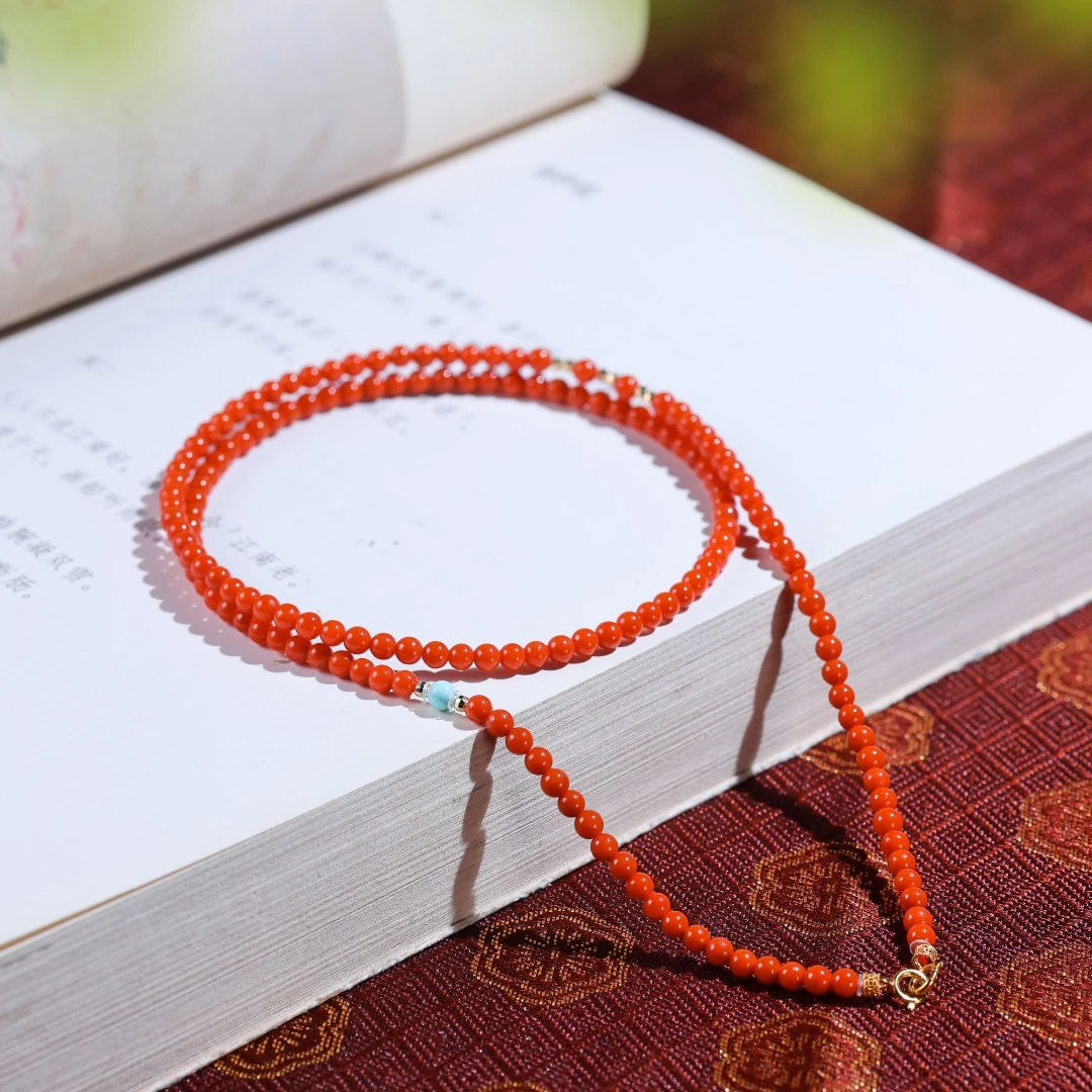 18K金南红小米链春日上新礼物