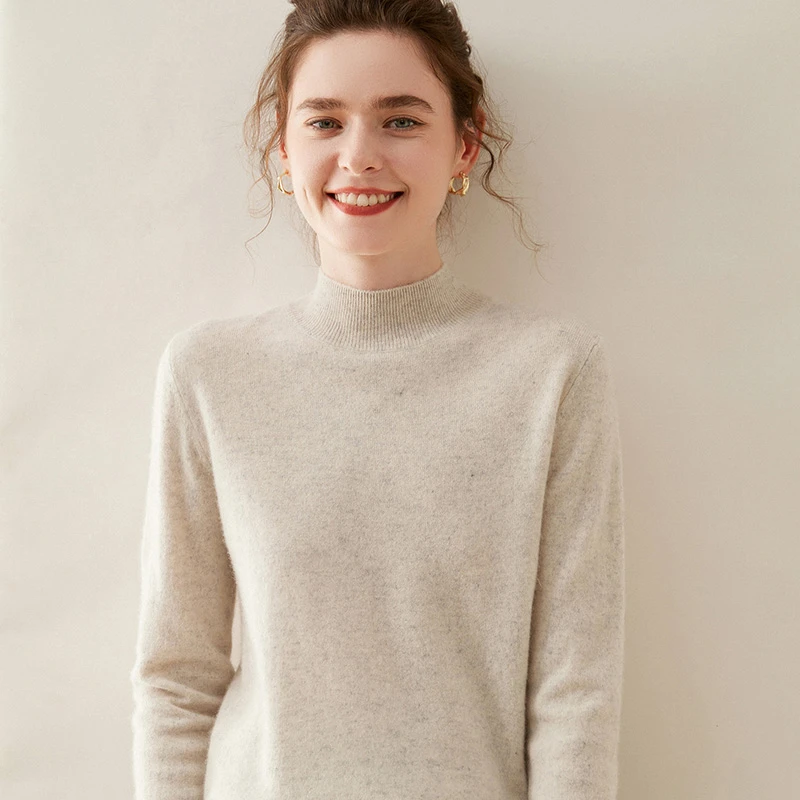 23秋冬新款半高领羊绒衫女山羊绒针织秋冬长袖上衣打底衫毛衣女