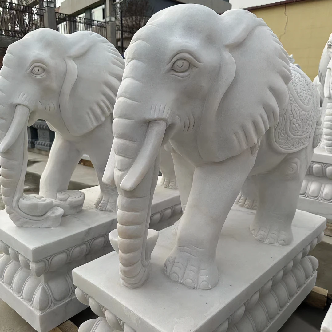 天然石雕汉白玉石雕大象寓意别墅摆件庭院摆件曲阳摆件