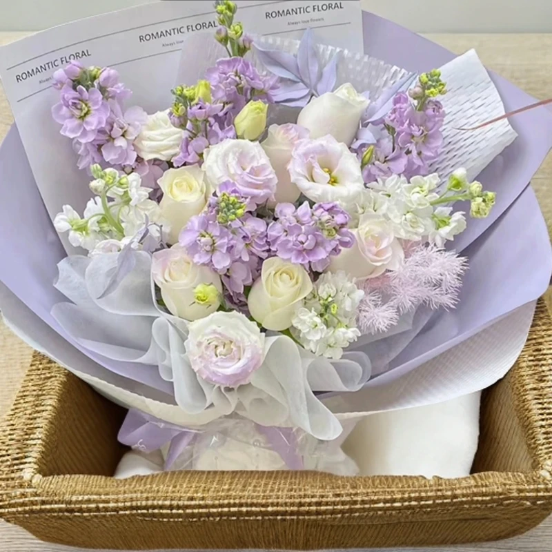 【春日花园】紫罗兰白玫瑰鲜花花束全国花店同城配送送闺蜜女友七夕