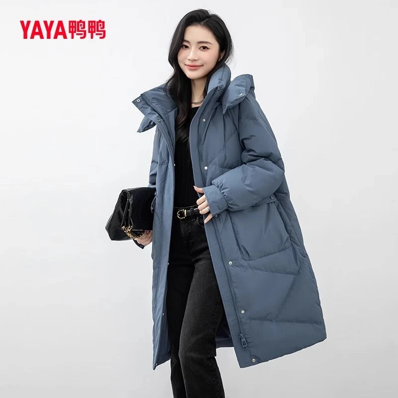 鸭鸭羽绒服女款2024年冬季新品中长款连帽时尚休闲YE3B604863N