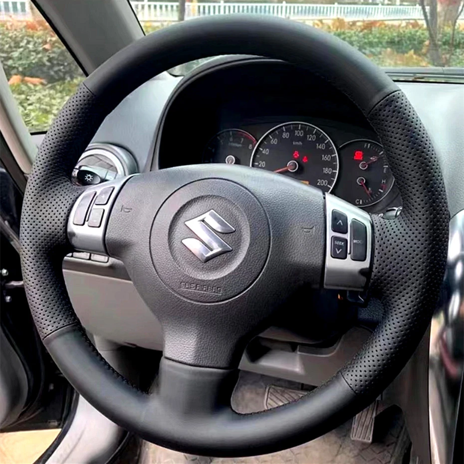 适用长安铃木新奥拓/天语SX4/雨燕/北斗星/派喜手缝真皮方向盘套