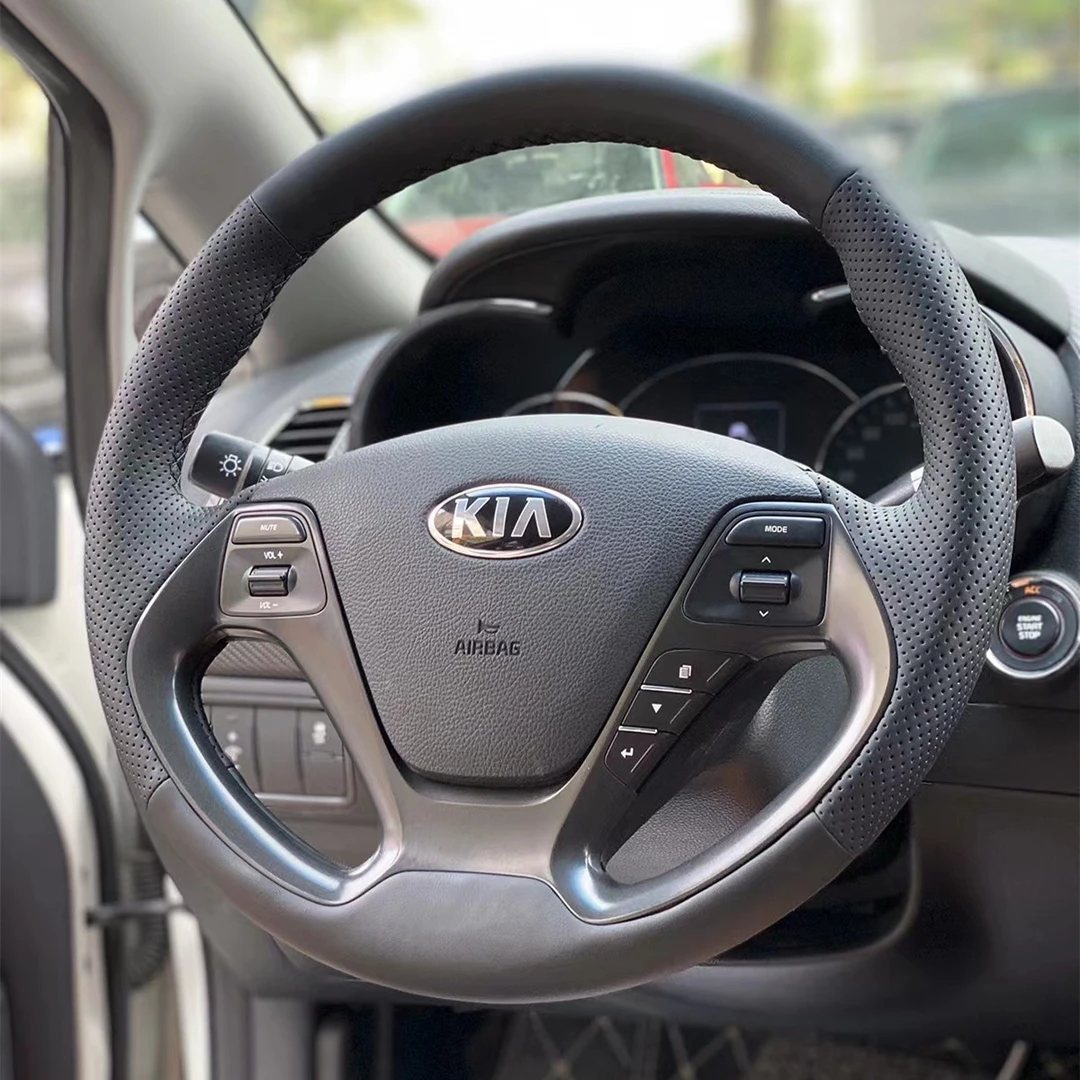 起亚K3方向盘套真皮手缝13年15 17款K3 K3s 15款K2专用全包围把套