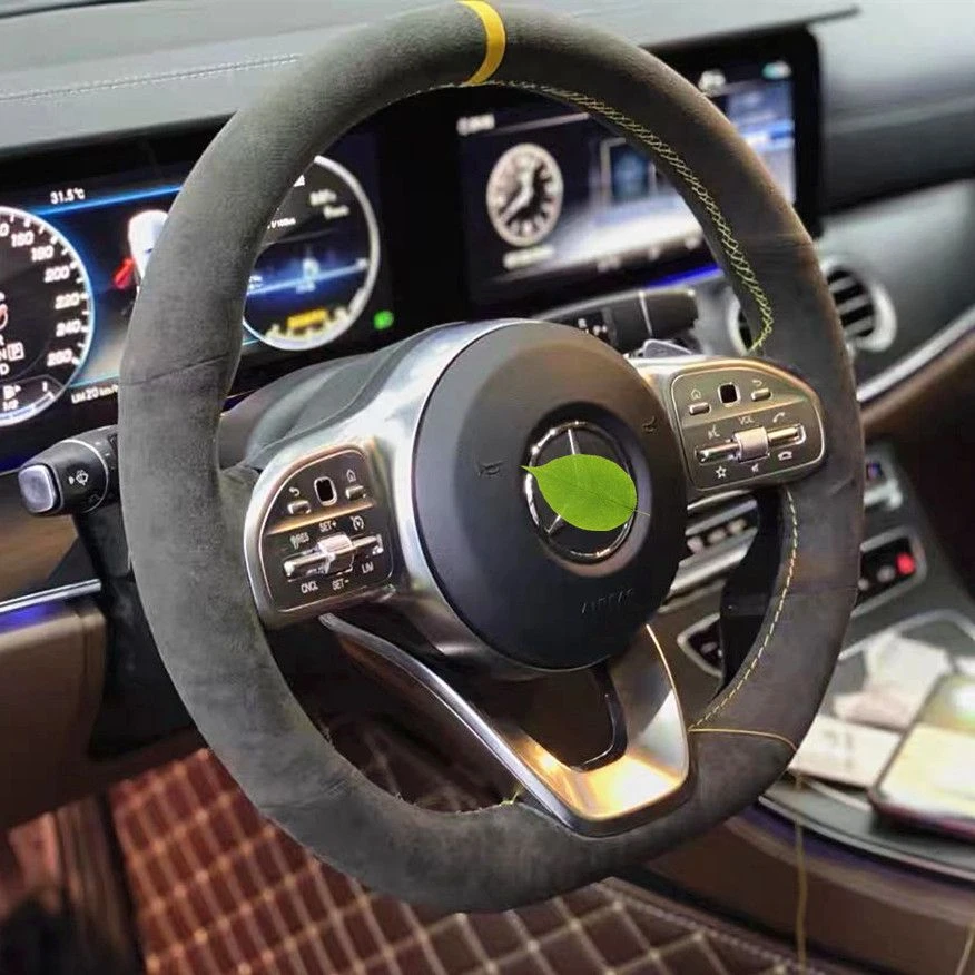 翻毛皮手缝方向盘套汽车把套专车定制反绒皮全包四季通用防滑耐磨