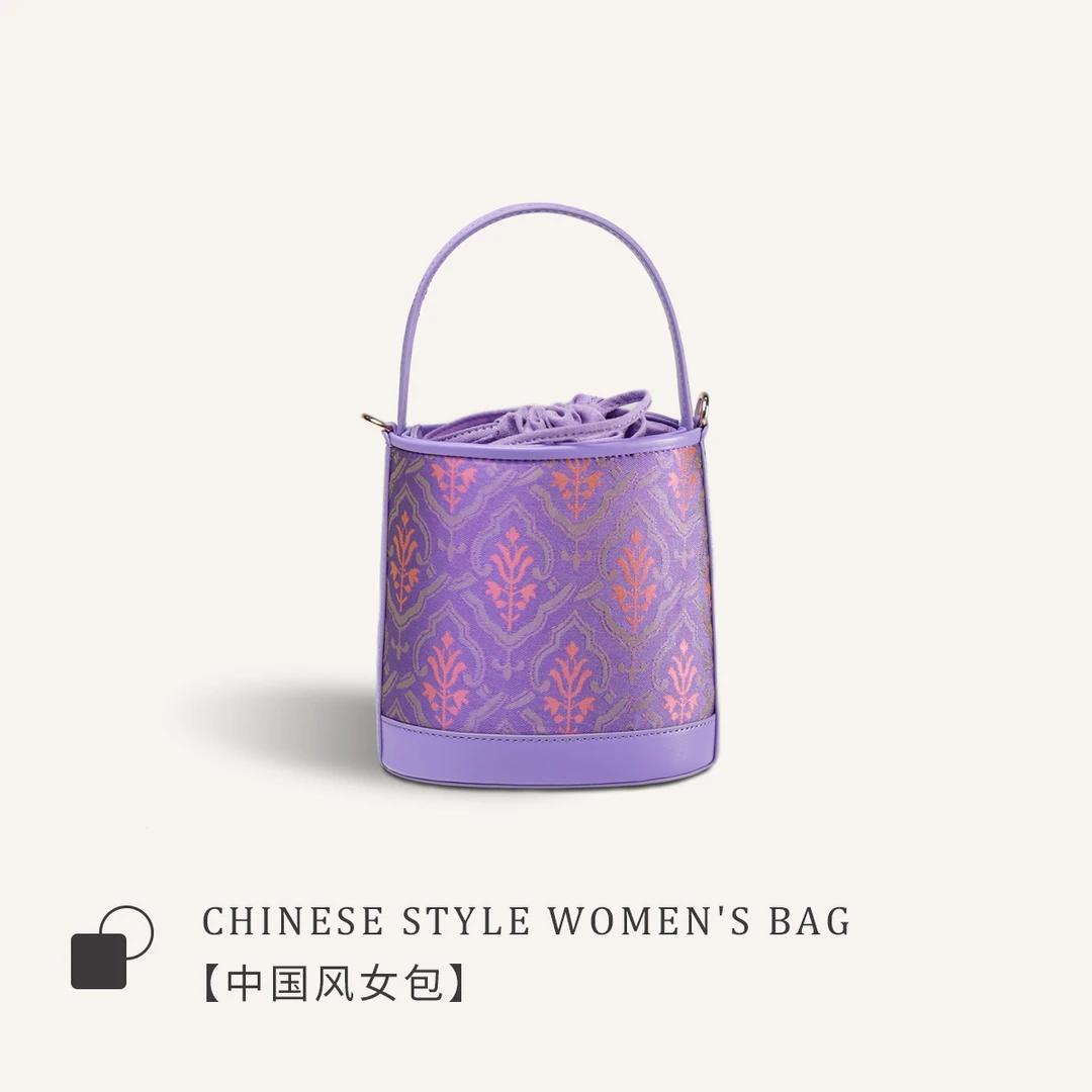 宋锦【茶盏花园水桶包花位随机百搭民族风女士手提日常时尚女包02