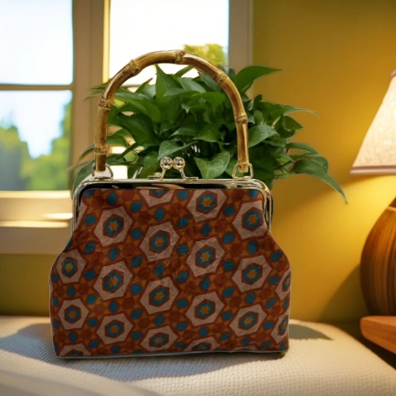 【竹节口金】花位随机民族风气质手提时尚竹节口袋斜跨手拎包306