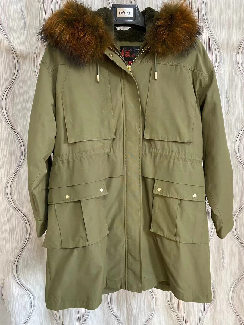 胖人坊大码皮草派克服3257     衣长91