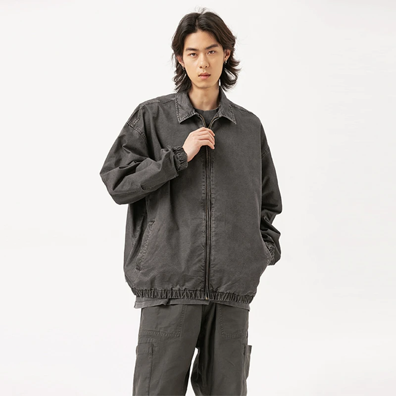 青禾热血春秋男女休闲百搭夹克复古工装宽松时尚排汗长袖夹克户外