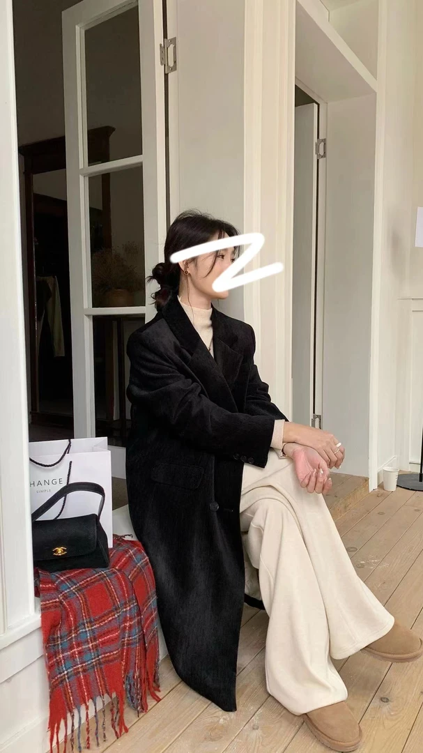 【香姐推荐】【23913】冬季新款女士时尚长款加厚西服外套