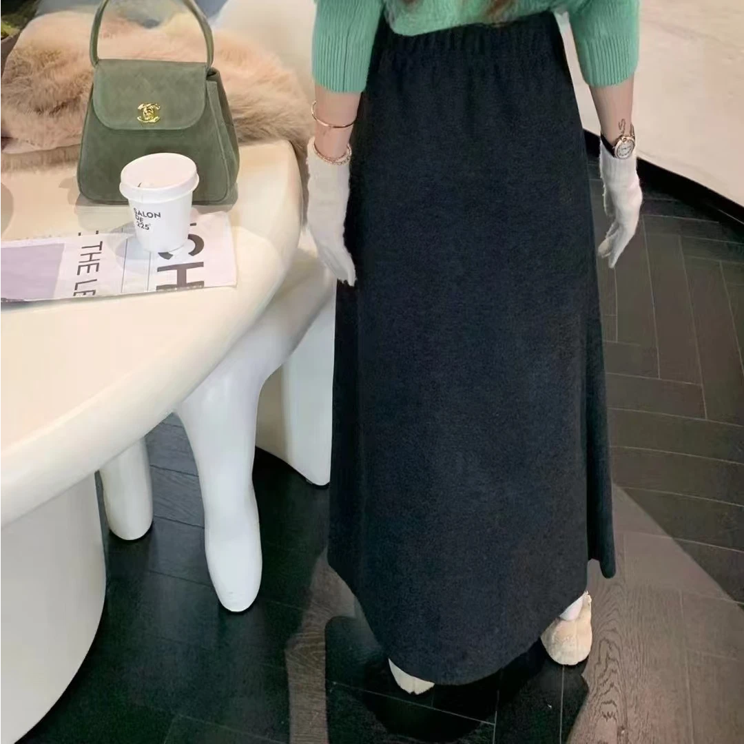 【香姐推荐】【3285】冬季时尚新款加绒毛呢半裙松紧腰头