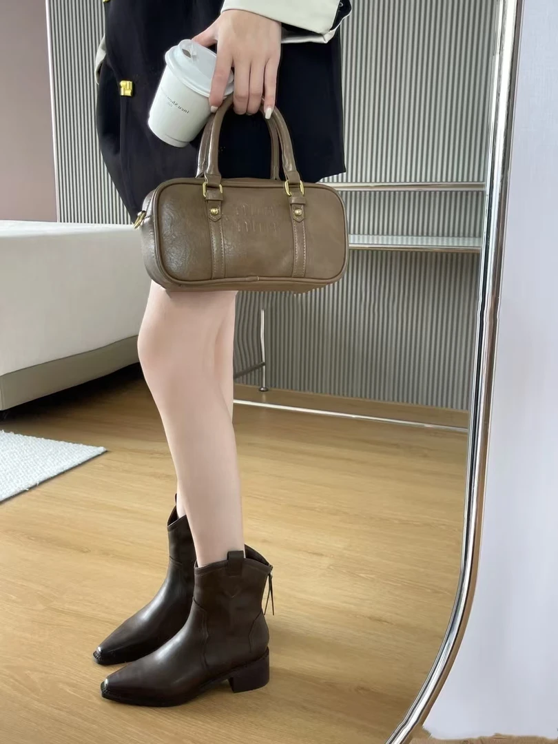 【香姐强推】【732-29】早秋新款英伦风粗跟尖头西部牛仔短靴