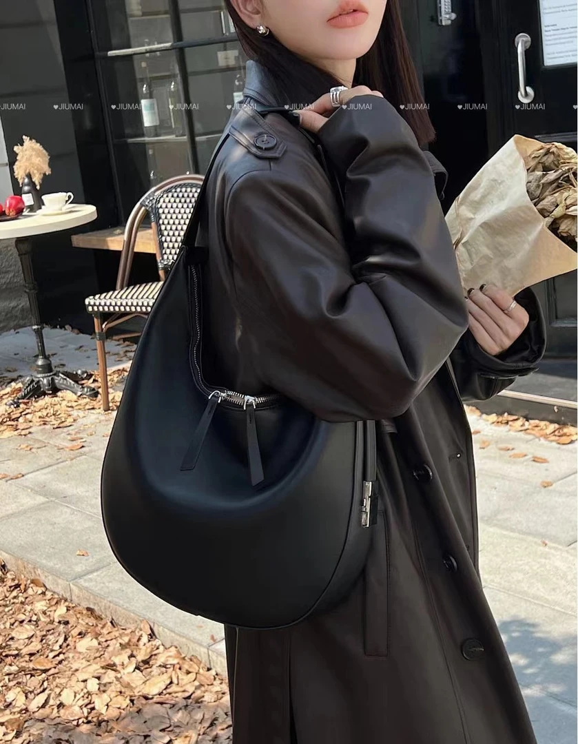 【香姐同款】【6615】新款女士真皮时尚月牙手提斜挎包