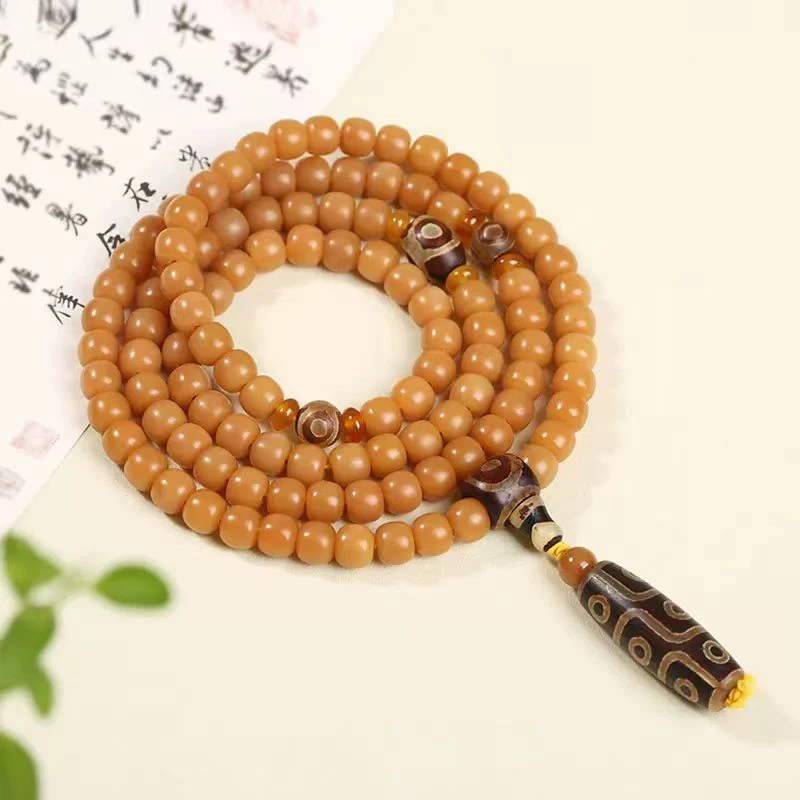 陈籽白玉菩提搭九眼天珠手工天然手作甄选
