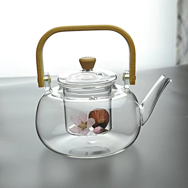 家用加厚泡茶壶手工提梁壶耐热煮茶壶高硼硅煮水壶电陶炉明火加热
