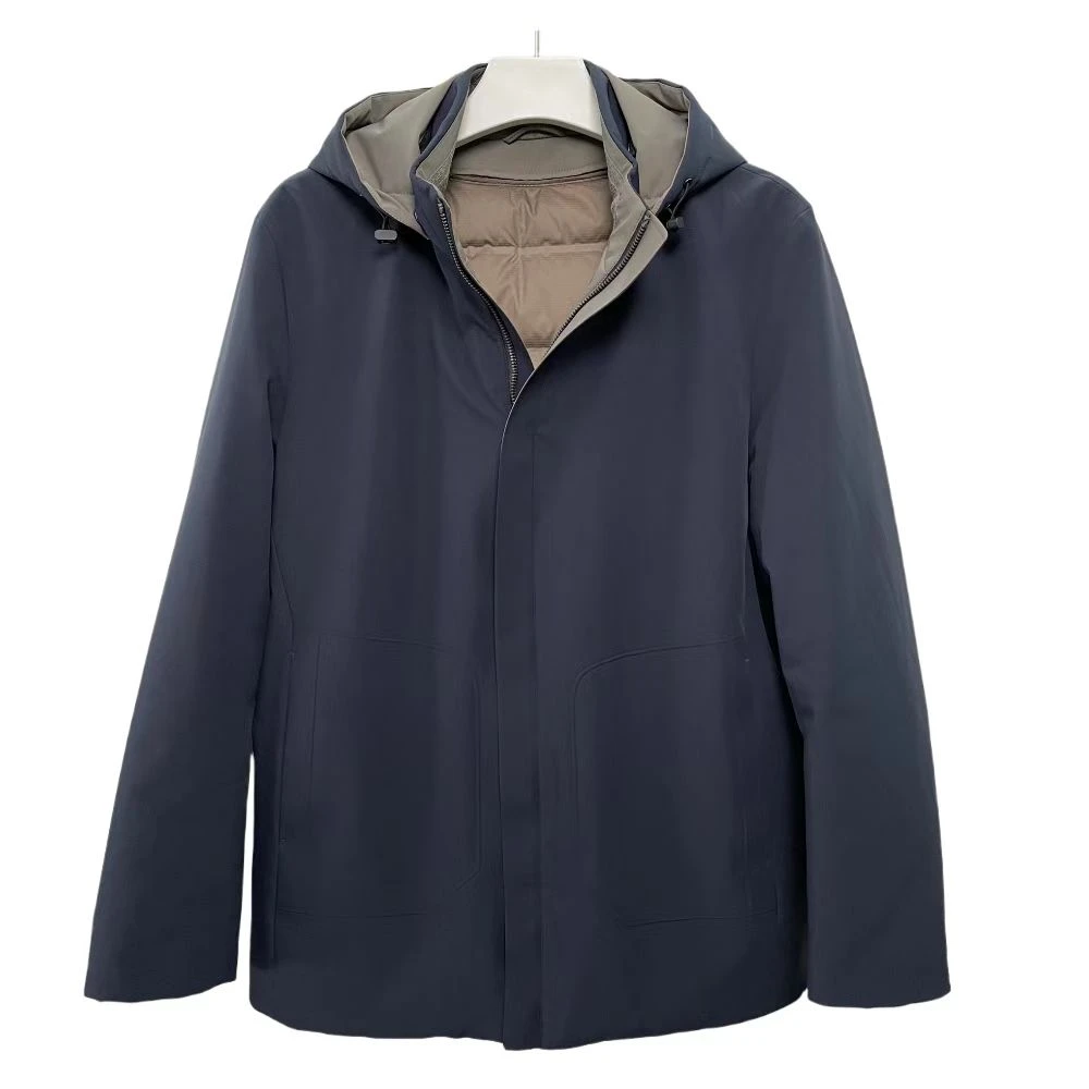 高品质内胆可脱卸鹅绒服男士牛奶丝面料商务时尚休闲保暖鹅绒服