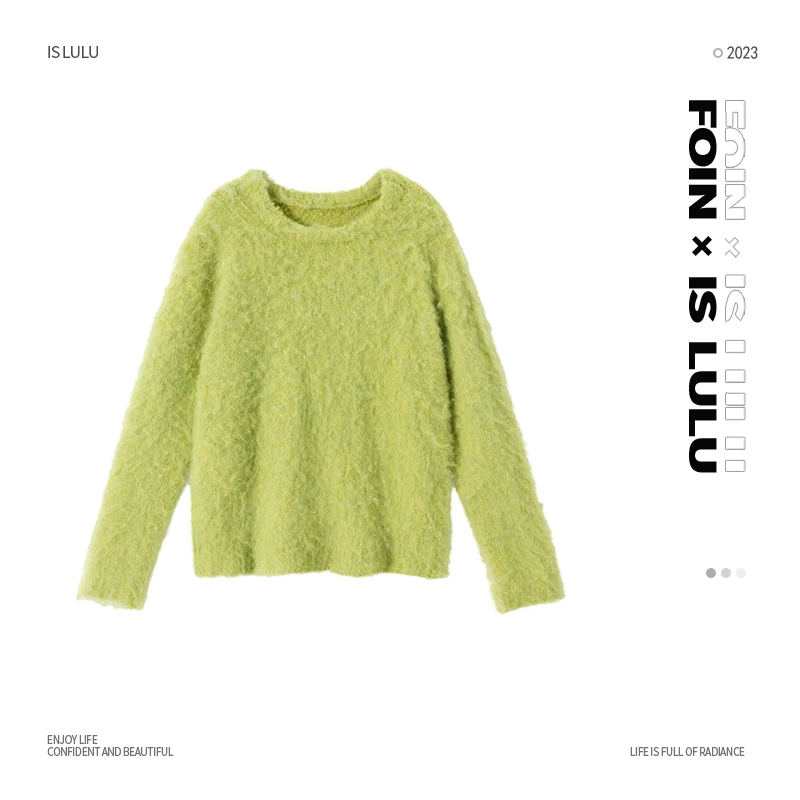 【邱肉瑶清】铃兰 圆领长袖毛衣气质百搭宽松上衣秋冬慵懒风外穿