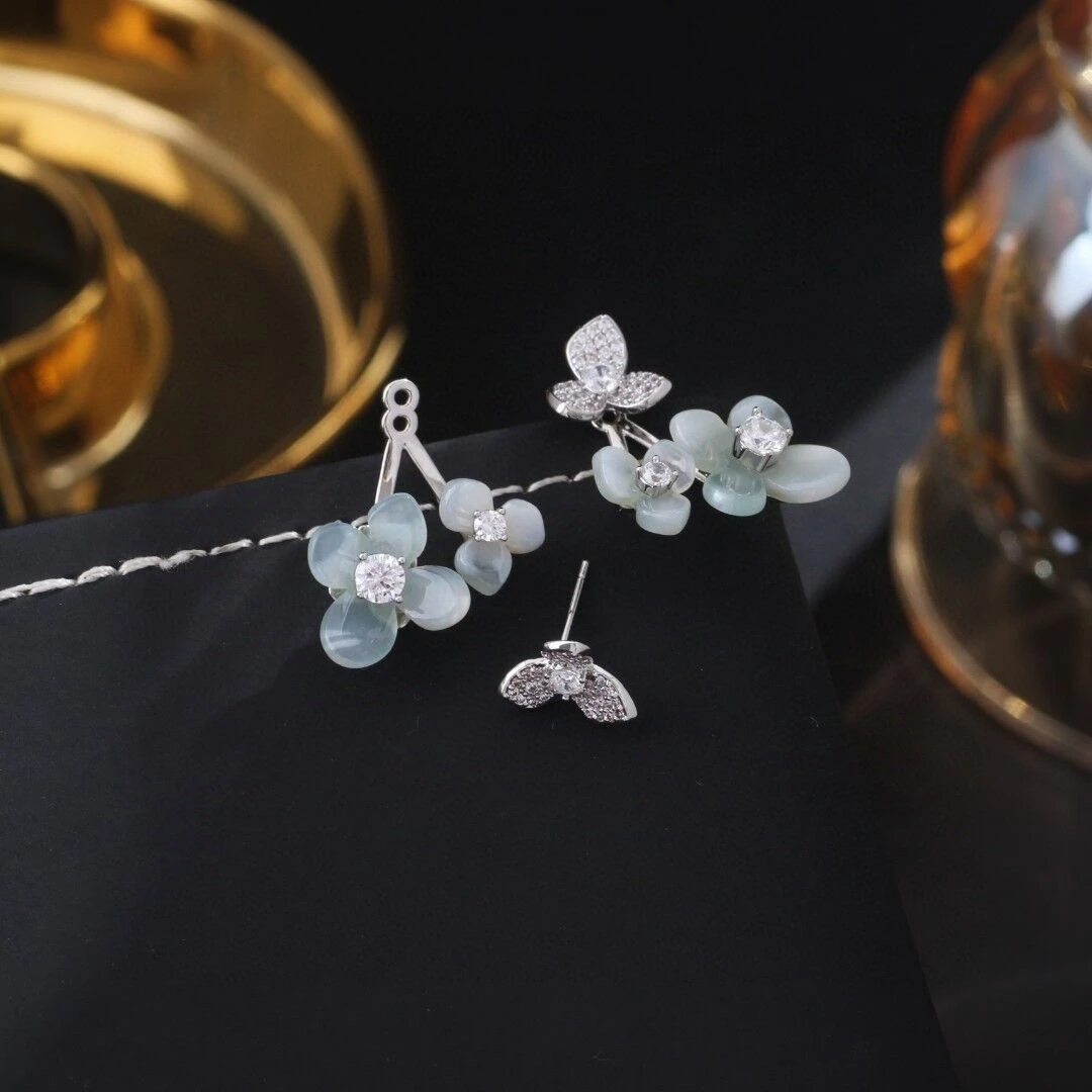 铜合金耳饰 《8370》双戴三瓣花耳钉