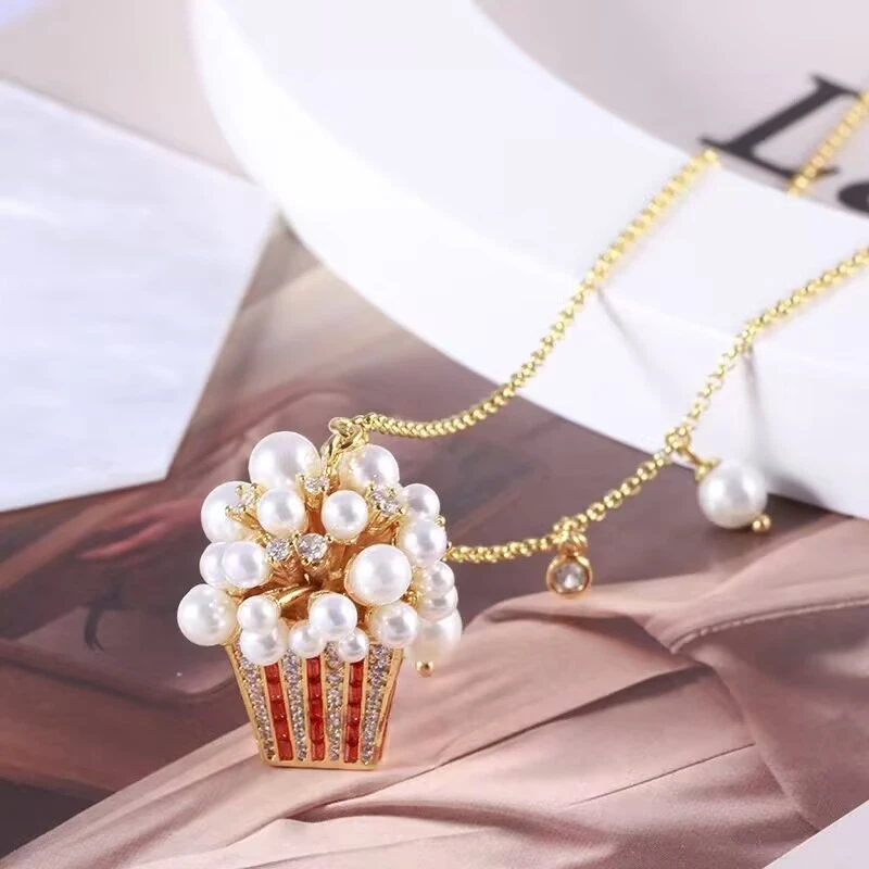 铜合金项链 《货号7476-》时尚小众爆米花项链（链长：45+10cm）