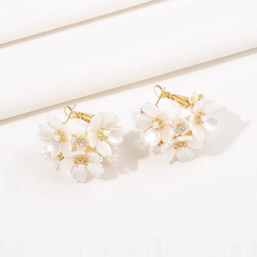 铜合金耳饰 《货号2067》韩版时尚超仙花朵耳环