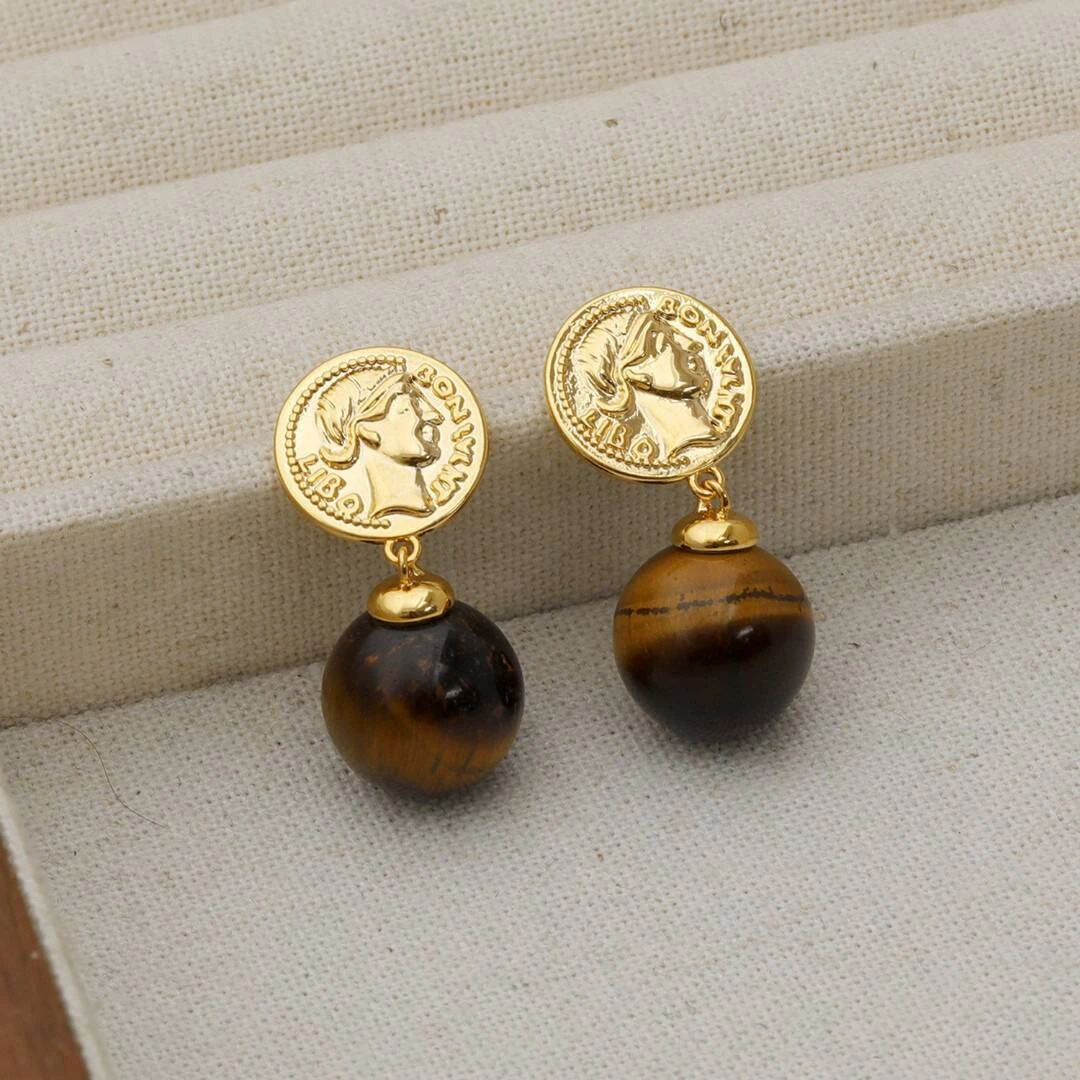 铜合金耳饰 《货号6300》人头古币美拉德吊坠耳饰