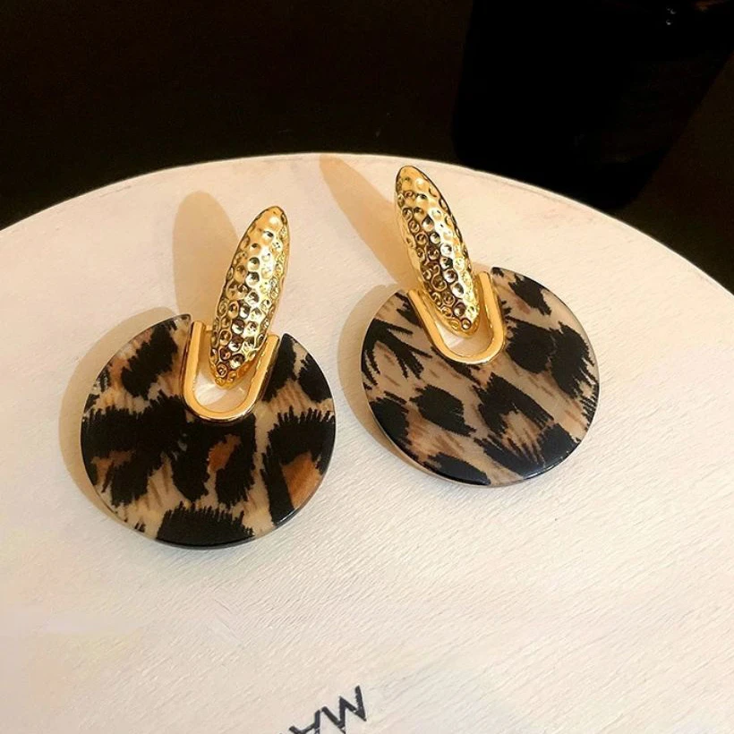铜合金树脂耳饰 《货号2003》时尚个性豹纹耳饰