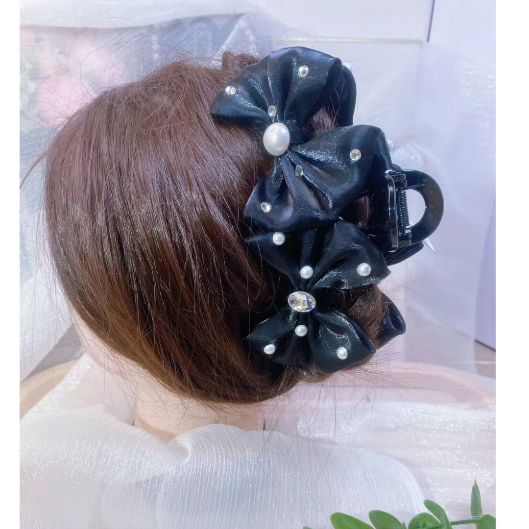 双蝴蝶结水钻公主韩版时尚百搭气质抓夹