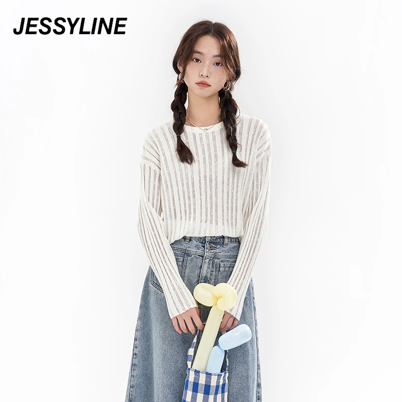 jessyline早秋新款 杰茜莱纯色百搭针织毛衫女 412104112