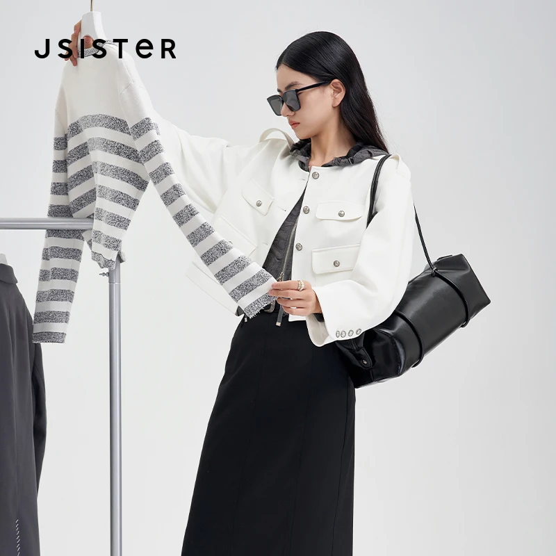 jsister 春夏新款 JS女装时尚白色小香风外套 S411207052