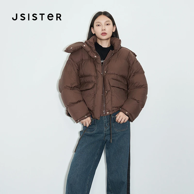 【许半夏推荐】jsister 秋冬新款 JS女装连帽短款羽绒服 棉服女