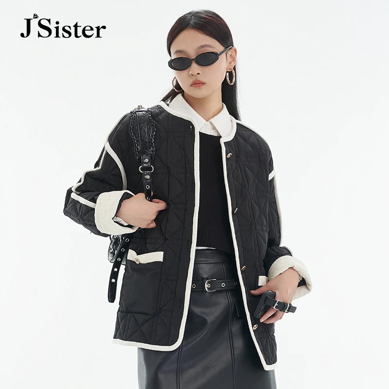 jsister 秋装新款 JS女装时尚黑色流行薄款羽绒服 S334208258