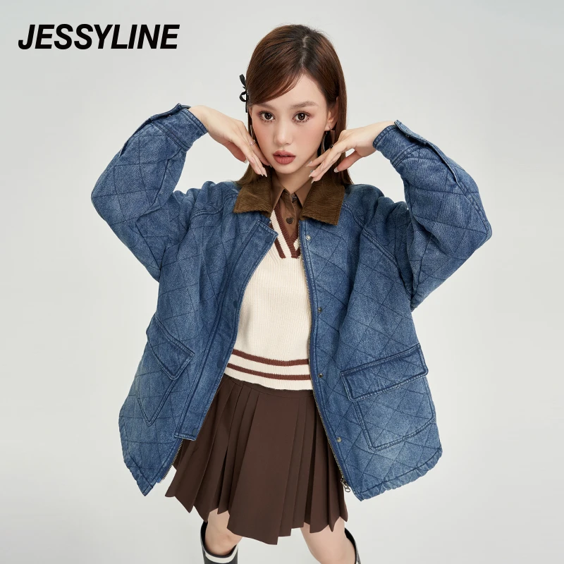 jessyline春季新款 杰茜莱百搭加厚牛仔外套女长袖 334207238