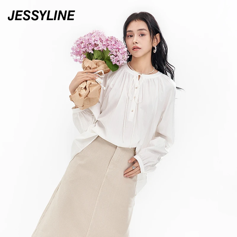 jessyline春季新款 杰茜莱白色宽松休闲衬衫女 41320