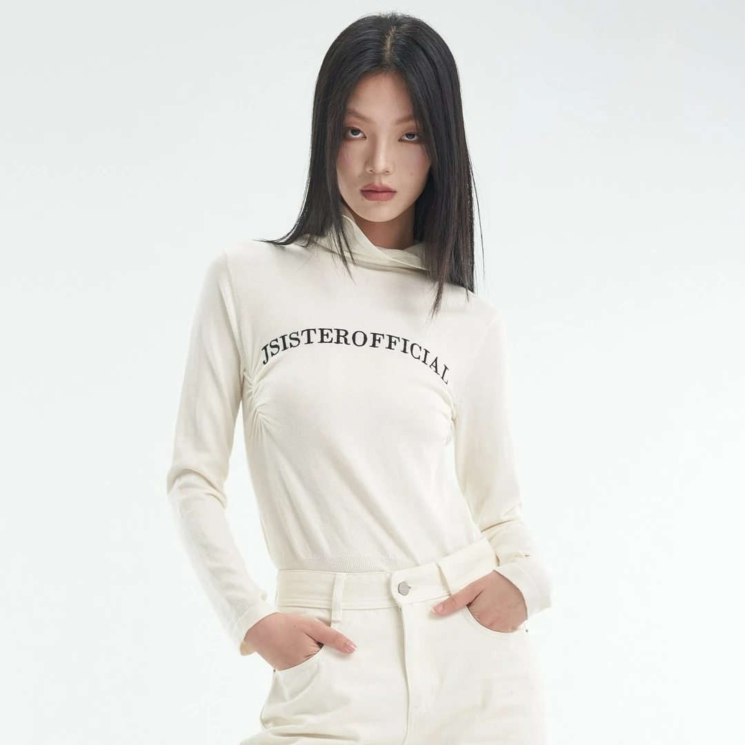 Jsister 秋季新款 JS简约白色高领针织衫女秋冬打底衫通勤OL