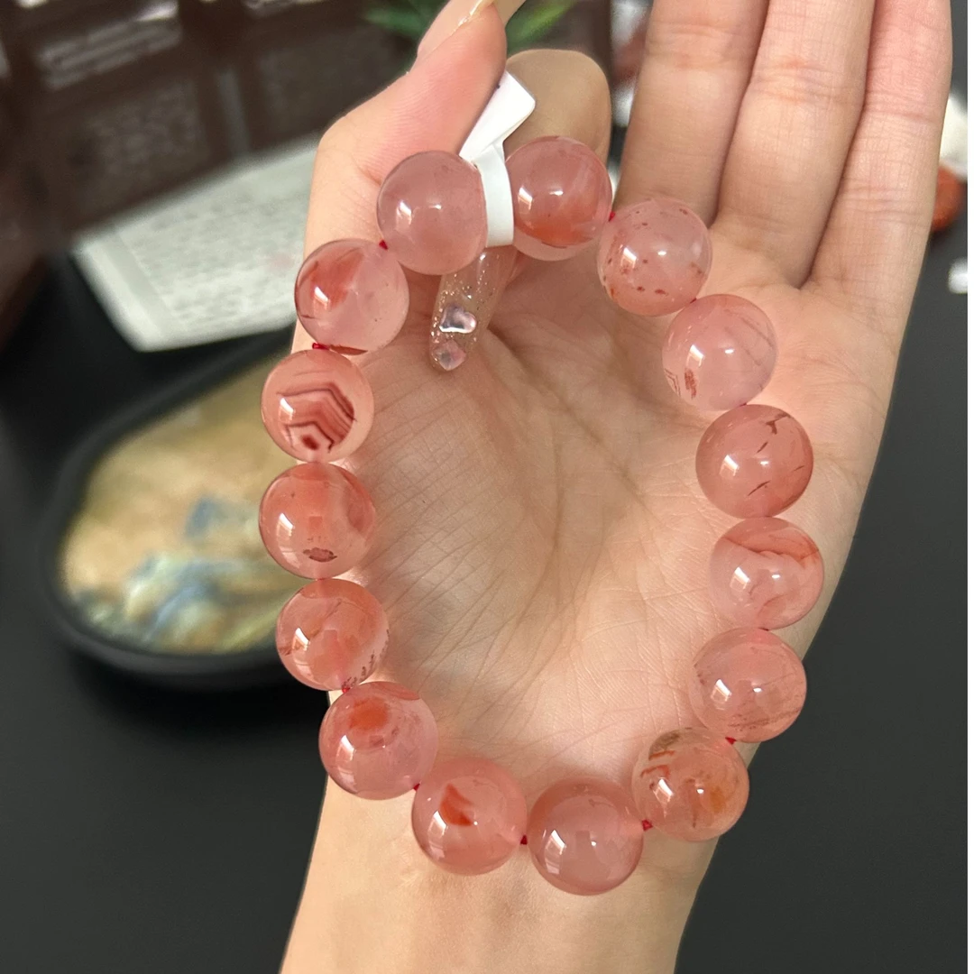 川料南红冰飘手串15mm/YA10043/多样性发其一