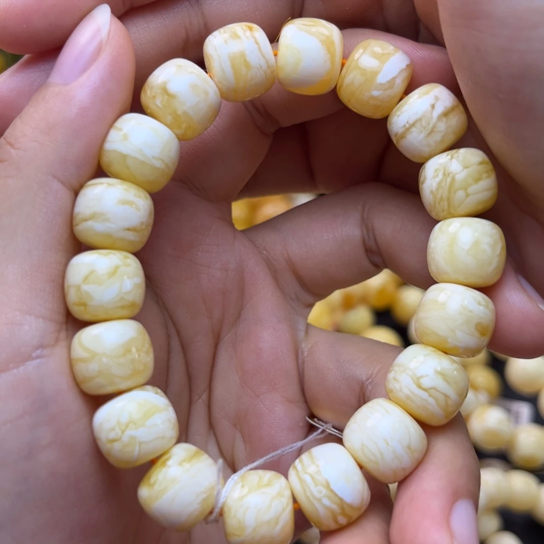 琥珀裸石未镶嵌12mm同料精工虎皮纹