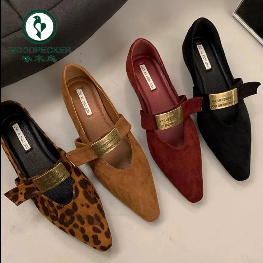 啄木鸟法式单鞋女2024春秋内增高小香风单鞋软底复古玛丽珍平底鞋