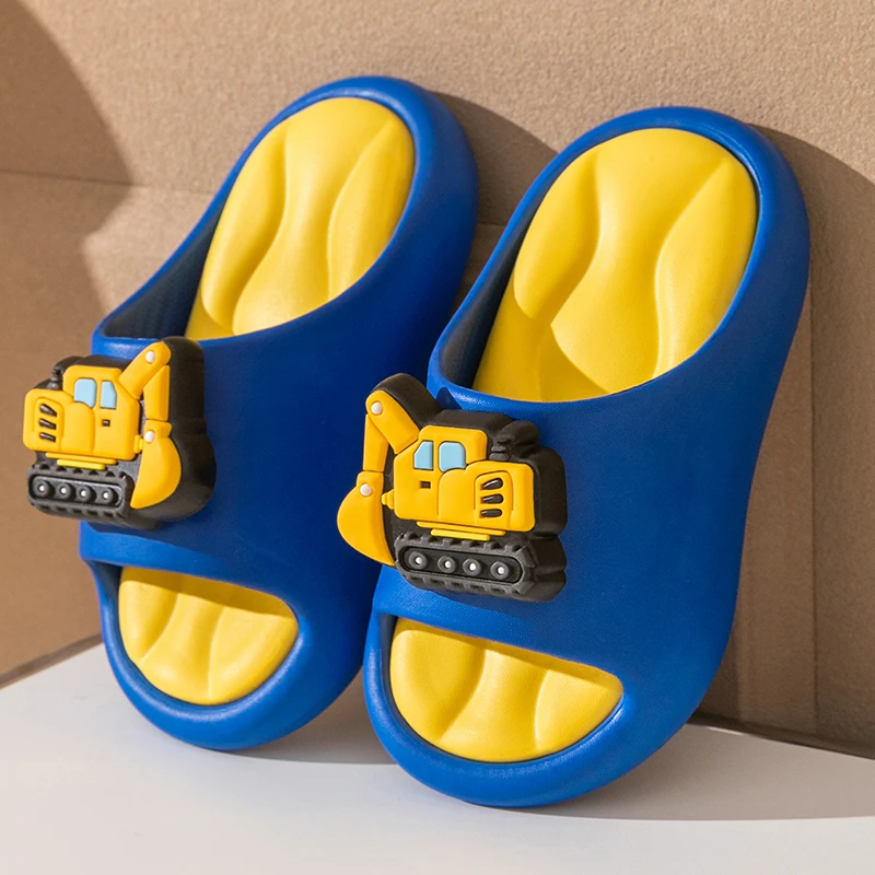 立体挖掘机儿童拖鞋男童夏季室内家居洗澡防滑厚底宝宝踩屎感凉拖