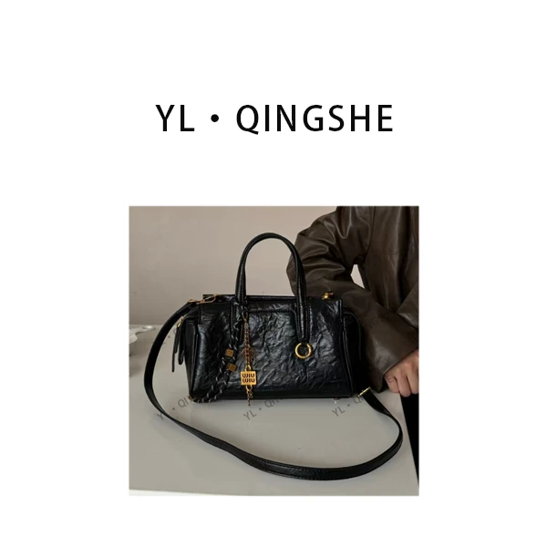 【依琳定制】女士潮流时尚经典气质手拎单肩包SKL-7212-黑色