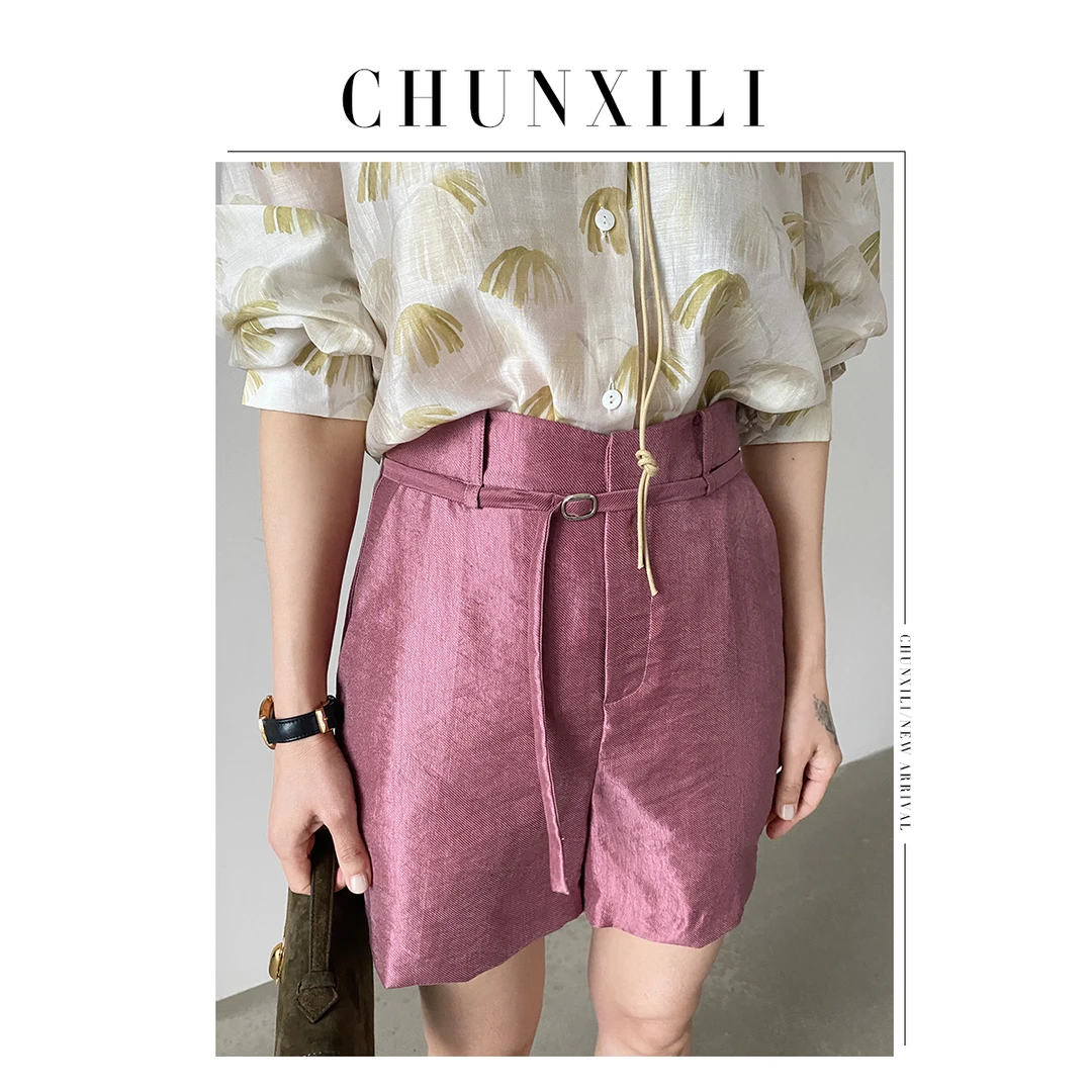 CHUNXILI/小众系带短裤 夏季休闲小众设计感阔腿四K23055
