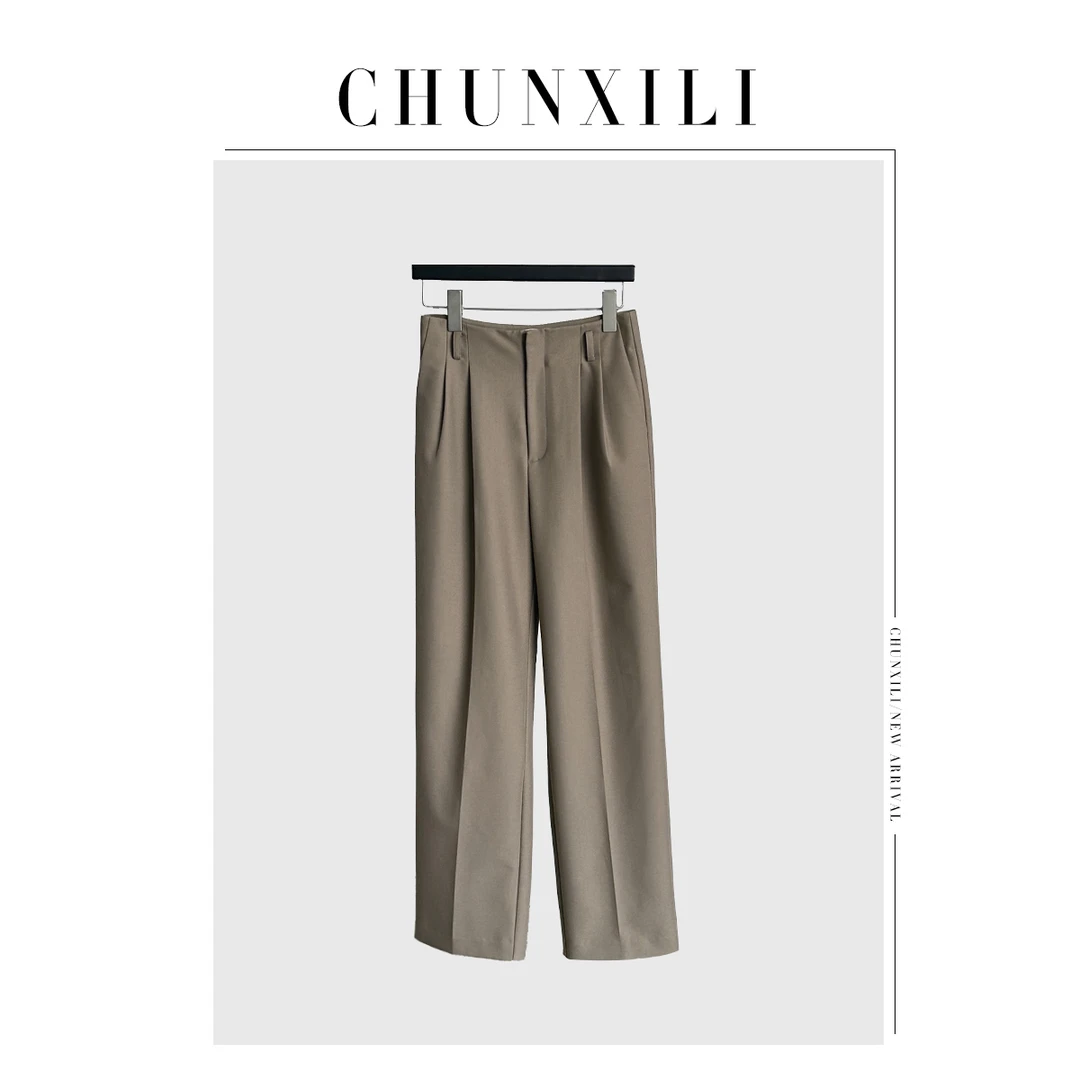 CHUNXILI/垂感高腰西裤 秋季潮流百搭休闲裤纯色直筒裤KD233119