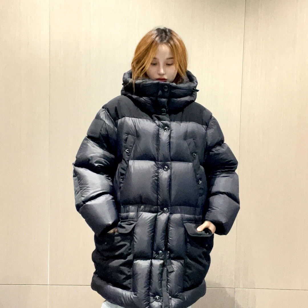 99新 BURBERRY/博柏利 中长款男女时尚休闲连帽羽绒服加厚黑色