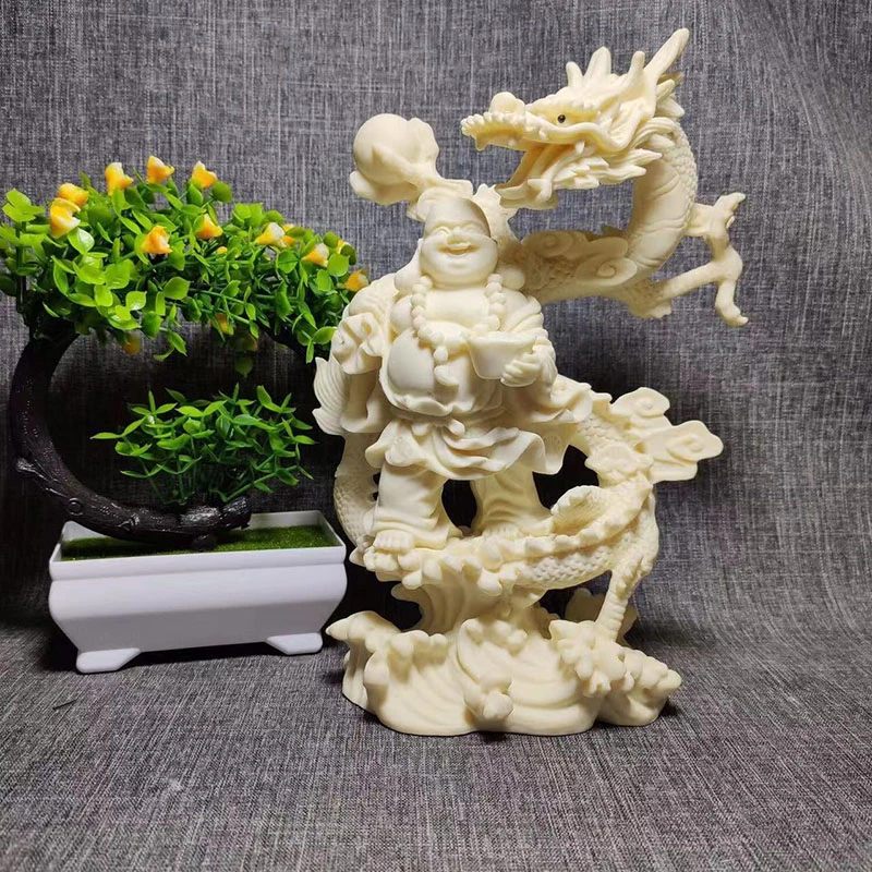 象牙果雕刻御龙弥勒小摆件家居工艺饰品客厅简约办公室桌面摆件