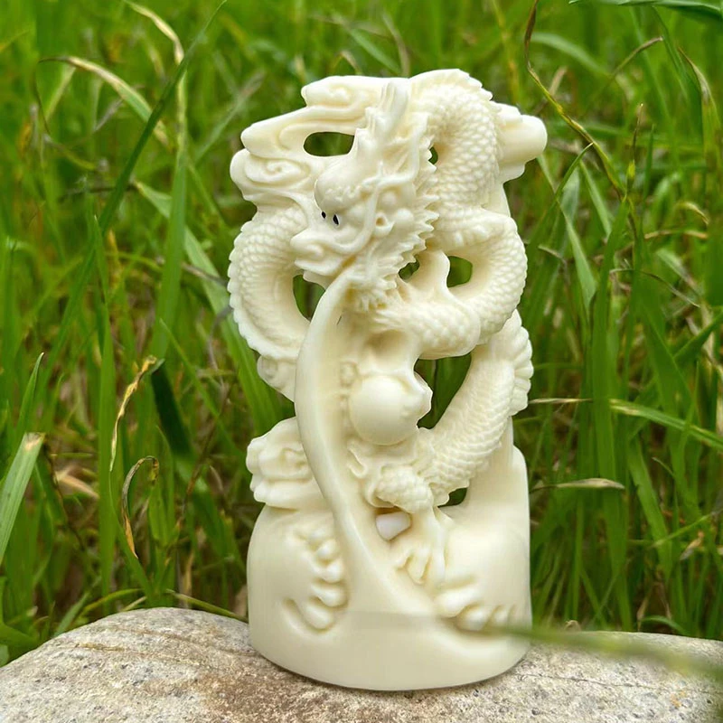 象牙果祥龙戏珠摆件生肖龙腾四海家居玄关装饰品乔迁开业车载送礼