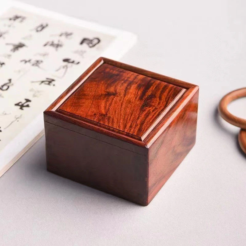大红酸枝独板抽拉盒红木中式手表印章收纳盒实木复古珠宝首饰盒