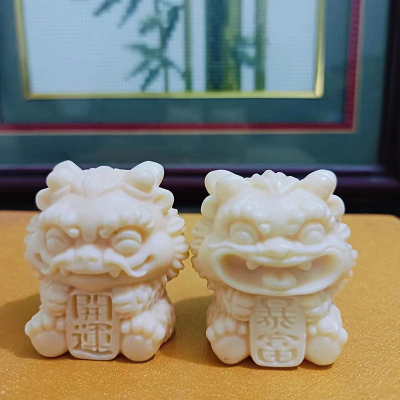 象牙果雕刻招财进宝龙汽车摆件创意家居饰品办公客厅装饰工艺品
