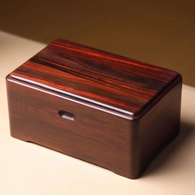 大红酸枝素面首饰盒中式复古实木戒指项链收纳盒红木饰品珠宝盒