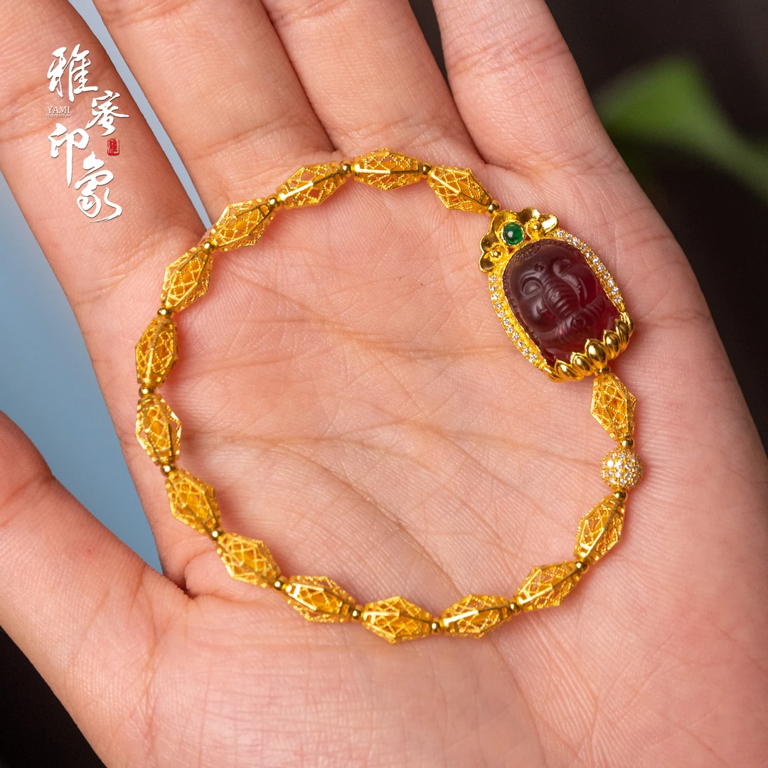 【雅蜜印象】手工黄金錾刻黄金高端订制手链（多样性发货）