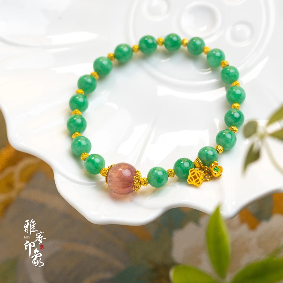 【雅蜜印象】高温烧蓝足金錾刻黄金搭配高端订制手链(多样性发货)